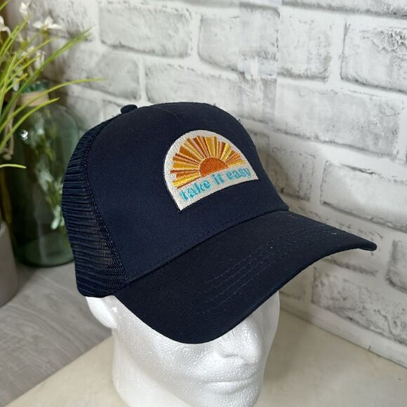 NWT Pacific Brim ‘Take It Easy’ Trucker Hat Boho Hippie Optimistic - Picture 1 of 7